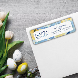 Happy Easter Christelijk Spring Bloemblauw Etiket