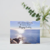 Happy Easter Christus heeft de blauwe oceaanfoto g Briefkaart (Staand voorkant)