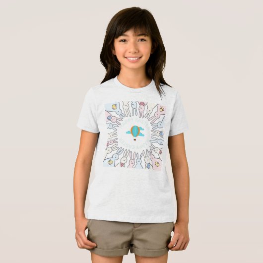 "Happy Easter" Circle of Bunnies Fun Tri-Blend Shirt (Voorkant volledig)