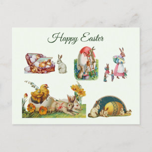 Happy Easter  Collage met Bunnies, Chicken Feestdagenkaart