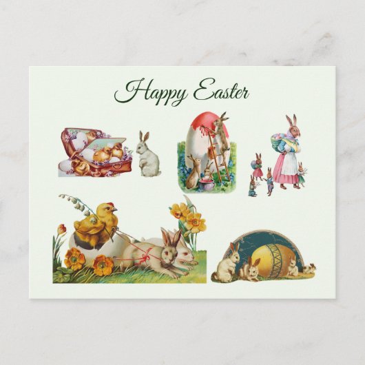 Happy Easter  Collage met Bunnies, Chicken Feestdagenkaart (Voorkant)
