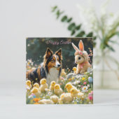Happy Easter Collie en Chicks Magnet (Staand voorkant)