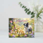 Happy Easter Collie en de kuikens Briefkaart (Staand voorkant)