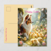 Happy Easter Collie en de kuikens Briefkaart (Voorkant / Achterkant)