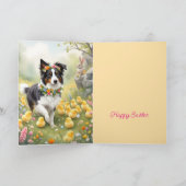 Happy Easter Collie en de kuikens Kaart (Binnen)