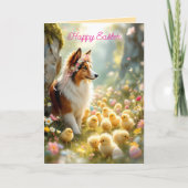 Happy Easter Collie en de kuikens Kaart (Voorkant)