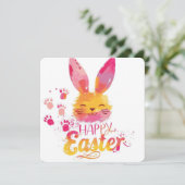 Happy Easter Colorful cute Bunny  Feestdagenkaart (Staand voorkant)