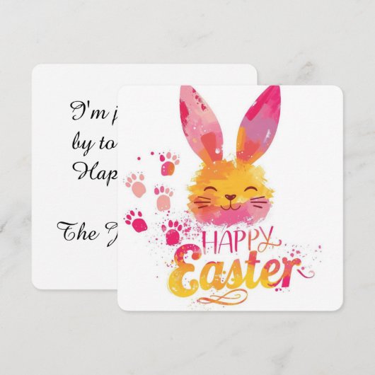Happy Easter Colorful cute Bunny  Feestdagenkaart (Voorkant / Achterkant)