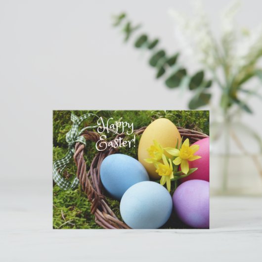 Happy Easter Colorful Easter Egket Briefkaart (Staand voorkant)