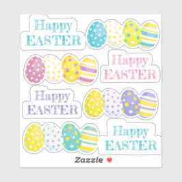Happy Easter Colorful Eggs Custom-Cut Vinyl  Sticker
