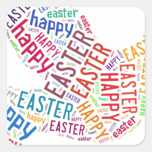 Happy Easter Colorful Greeting Text Vierkante Sticker