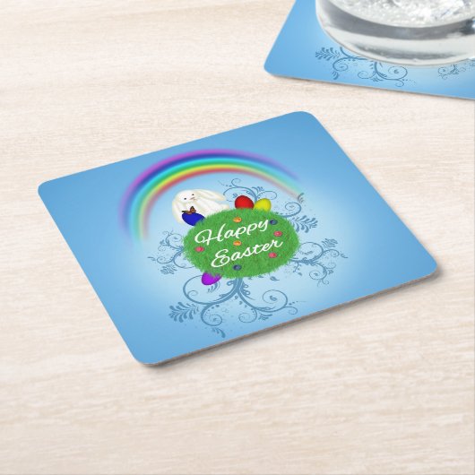 Happy Easter Colorful Planet Kartonnen Onderzetters (Schuin)