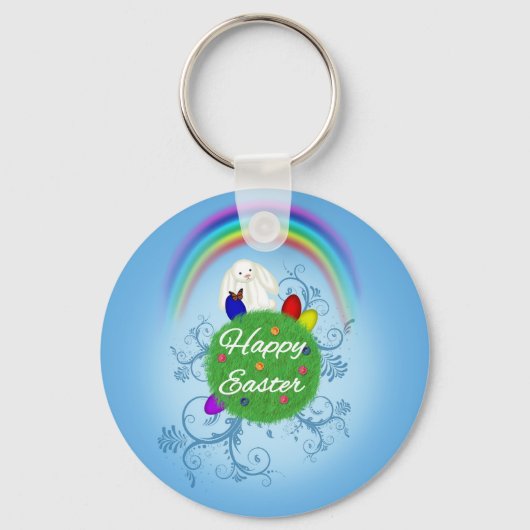 Happy Easter Colorful Planet Sleutelhanger (Voorkant)