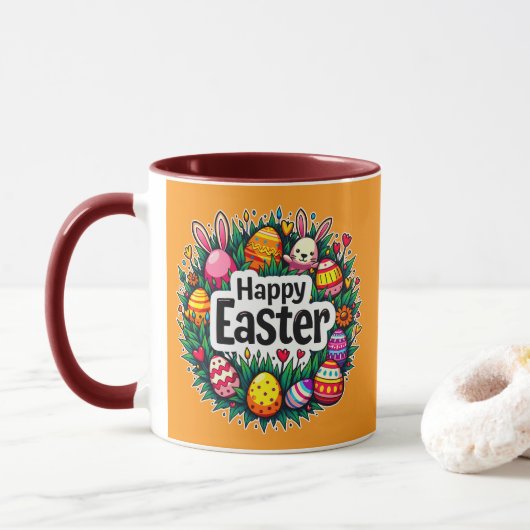 Happy Easter – Colorful Spring Design - caneca Mok (Met donut)