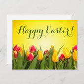 Happy Easter Colorful Spring Tulips Script Briefkaart (Voorkant / Achterkant)