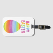 Happy Easter Colorful Striped Easter Egg Bagagelabel (Voorkant (horizontaal))