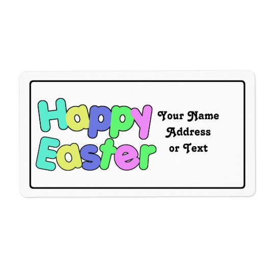 Happy Easter Colorful Text Design Etiket (Voorkant)
