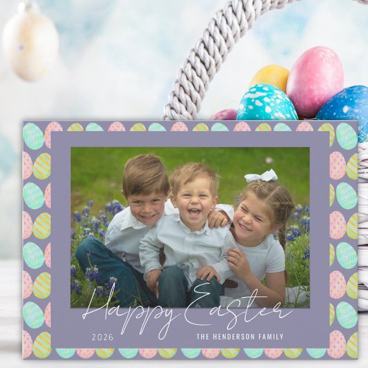 Happy Easter colorful Watercolor Eggs Photo Feestdagenkaart