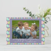 Happy Easter colorful Watercolor Eggs Photo Feestdagenkaart (Staand voorkant)