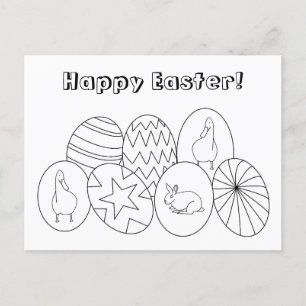 Happy Easter, Coloring Eggs Briefkaarten