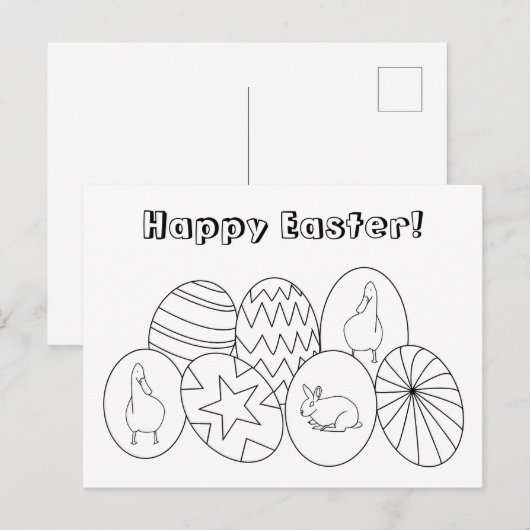 Happy Easter, Coloring Eggs Briefkaarten (Voorkant / Achterkant)