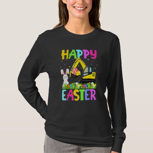 Happy Easter Construction Truck Eggs Bunny Hunt Ea T-shirt (Voorkant)