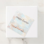 Happy Easter Cool Bunny Rabbit Eggs Square Bedankjes Labels (In situ)