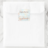 Happy Easter Cool Bunny Rabbit Eggs Vierkante Sticker (Tas)