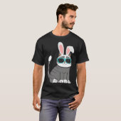 Happy Easter Cool Cat With Bunny Ears and Glasses  T-shirt (Voorkant volledig)