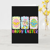 Happy Easter Coquette Bow Funny Easter Eggs Kids B Kaart (Gele Bloem)