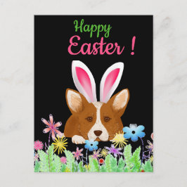Happy Easter | Corgi met paasbunny Ear Funny Feestdagenkaart
