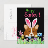 Happy Easter | Corgi met paasbunny Ear Funny Feestdagenkaart (Voorkant / Achterkant)