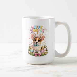 Happy Easter Corgi Mug – Cute Bunny Ears Dog  Koffiemok