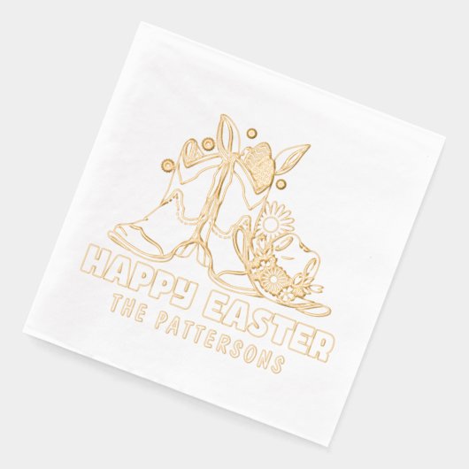 Happy Easter Cowboy Boots Western gepersonaliseerd Folie Servetten (Links)