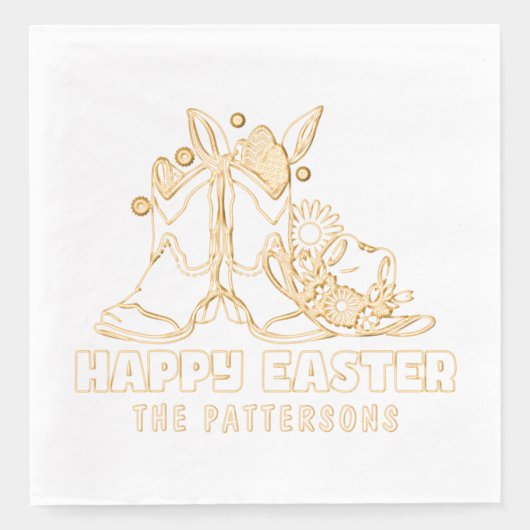 Happy Easter Cowboy Boots Western gepersonaliseerd Folie Servetten (Voorkant)