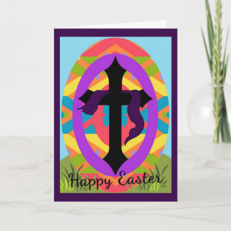 Happy Easter Cross en Pastel Egg Groet Feestdagen Kaart