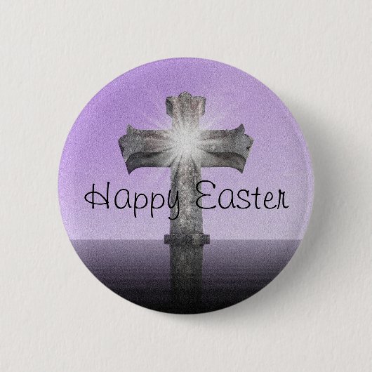Happy Easter cross Inspirerend lavendel Ronde Button 5,7 Cm (Voorkant)