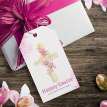 Happy Easter Cross Roze Bloemen Orchidee Bloemen