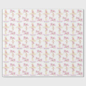 Happy Easter Cross Roze Bloemen Orchidee Bloemen Cadeaupapier (Vlak)