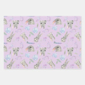 Happy Easter Curious Rabbits Pastel Kleuren Bloeme Inpakpapier Vel (Voorkant 3)