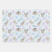 Happy Easter Curious Rabbits Pastel Kleuren Bloeme Inpakpapier Vel (Voorkant 2)