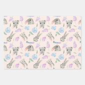 Happy Easter Curious Rabbits Pastel Kleuren Bloeme Inpakpapier Vel (Voorkant)