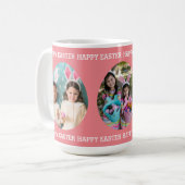 Happy Easter Custom 3 Egg Photo Collage Holiday Koffiemok (Voorkant links)