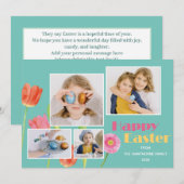 "Happy Easter" Custom 4 Foto moderne bloemen Feestdagenkaart (Voorkant / Achterkant)