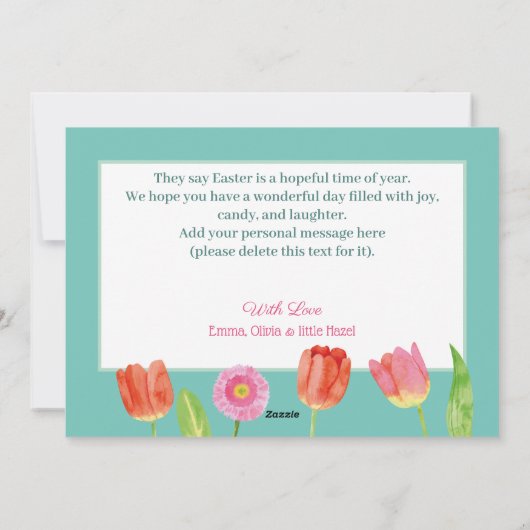 "Happy Easter" Custom 4 Foto moderne bloemen Feestdagenkaart (Achterkant)