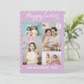Happy Easter Custom 4 Photo Collage Family easter Feestdagenkaart (Staand voorkant)