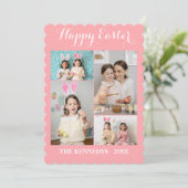Happy Easter Custom 4 Photo Collage Family easter Feestdagenkaart (Staand voorkant)