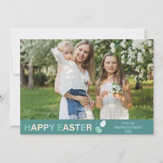 "Happy Easter" Custom Foto moderne groene pastel Feestdagenkaart (Voorkant)