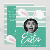 "Happy Easter" Custom Photo Easter Bunny Ears Feestdagenkaart (Voorkant / Achterkant)