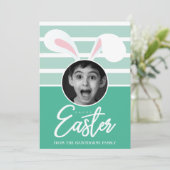 "Happy Easter" Custom Photo Easter Bunny Ears Feestdagenkaart (Staand voorkant)